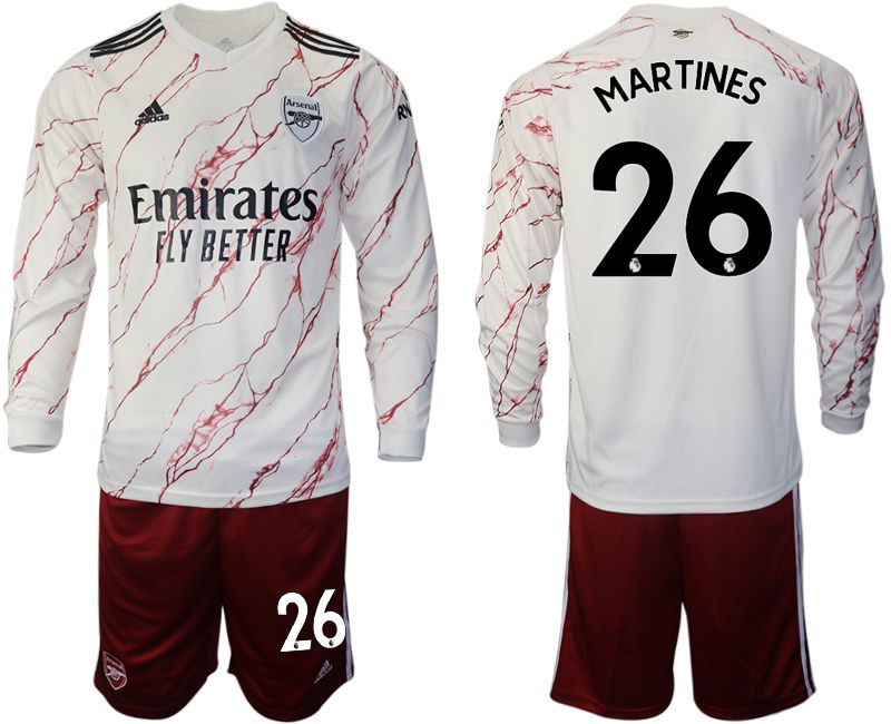 Men 2020-2021 club Arsenal away long sleeve #26 white Soccer Jerseys
